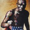 Sam Langford, 24" x 24", acrylic on repurposed canvas