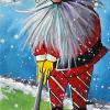 Putt Putt 2024 Christmas Gnome 21, 10" x 30", acrylic on canvas