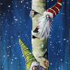 Three Little Gnomes sitting in the tree, 10" x 30", acrylic on canvas
