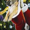 Pug for Christmas, 12" x 24", acrylic on canvas