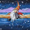 Out on a limb with my Gnomies, 10" x 30", acrylic on canvas, 2024 Christmas Gnomes No. 14