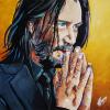 Keanu Reeves, 12" x 12", acrylic on canvas (25 Day Painting Challenge - Day 7)