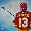 Johnny Gaudreau, 12" x 12", acrylic on canvas (25 Day Painting Challenge - Day 17)