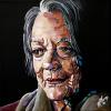 Dame Maggie Smith, 12" x 12", acrylic on canvas (25 Day Painting Challenge - Day 21)