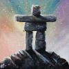 Standing Proud, 24" x 24", acrylic on repurposed canvas