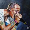 Chester Bennington 2025, 24" x 24", acrylic on repurposed canvas
