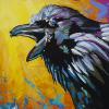Warm Up Raven, 8" x 10", acrylic on canvas board