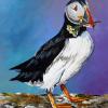 Ellis the Puffin, 16" x 20", acrylic on canvas
