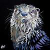 River Otter on Black, 16" x 16", acrylic on gallery canvas