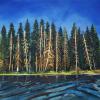 Ski Island, Madge Lake, 24" x 48", acrylic on canvas