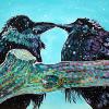 Raven Pair in the Snow, 20" x 30", acrylic on canvas