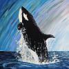 Orca Rising, 16" x 16", acrylic on canvas