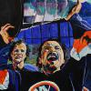 Bryan Trottier, 24" x 48", acrylic on canvas, painted live at the 2016 Alzheimer's Face Off