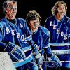 Gordie, Mark and Marty Howe, 36" x 48" acrylic on canvas - painted live at the 2017 Gordie Howe C.A.R.E.S. Pro-Am Luncheon in Calgary