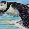 Soaring Puffin, 12" x 24", acrylic on canvas