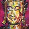 Preahpout (Buddha in Khmer), 23.5" x 21.5", acrylic on canvas - painted in a small village near Siem Reap, Cambodia