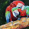 Macaws in love, 20" x 30", acrylic on canvas