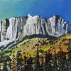 Yamnuska Mountain, 16" x 24", acrylic on repurposed canvas