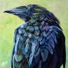 Raven, May 17, 2026, 24" x 24", acrylic on repurposed canvas