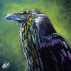 Mystery Raven, 24" x 24", acrylic on repurposed canvas