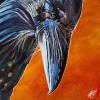Ember Watch, 18" x 18", acrylic on repurposed canvas