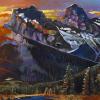 Summer Mountain Morning, 16" x 40", acrylic on gallery canvas