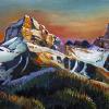 Sisters of the Setting Sun, 10" x 30", acrylic on gallery canvas